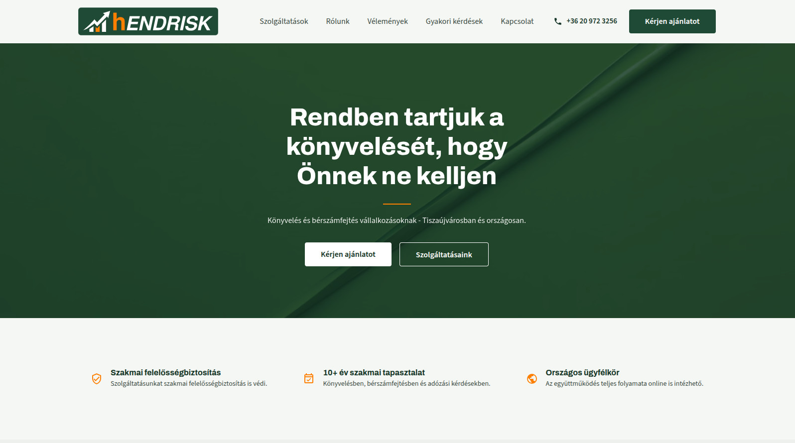 hENDRISK Kft. könyvelőiroda weboldal referencia