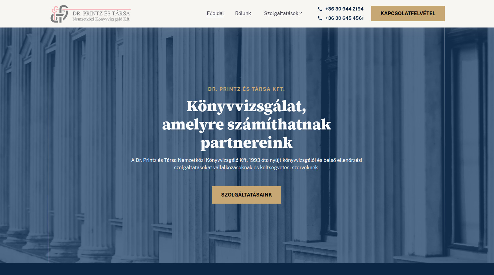 Dr. Printz és Társa Kft. könyvelőiroda weboldal referencia